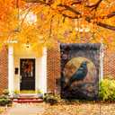 2 x Giwawa Crow Garden Flag 12x18in, Halloween Gothic Black Bird Colorful Flower Decorative Double Sided Yard Flags, Rustic Boho Floral Seasonal Holiday House Flag for Outside Outdoor Lawn Porch