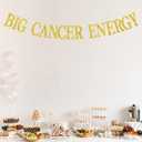 4 x Big Cancer Energy Banner, Cancer Birthday Decor, 12 Zodiac Constellations Birthday Themed Party Decorations (Gold Glitter)