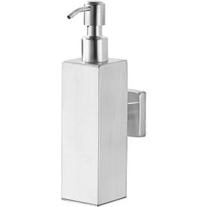 Wall Mounted Bathroom Soap Dispenser - Square, Brushed Nickel