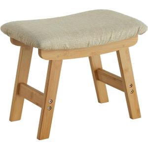 Foot Stool Ottoman Foot Rest Under Desk, Small Stool for Living Room, Bedroom and Kitchen (Natural Legs - Beige Stool Surface)