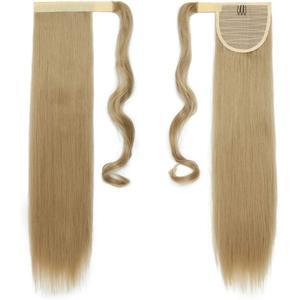 Silk-co Straight Pony Tail Hairpiece Clip in Hair Extensions 26" Wrap Around Ponytail Long for Women (Ash& Blond/Blond)