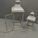 MATAHUM Modern Farmhouse Lantern Decor, 17" 13" Set of 2 Wedding Lantern Centerpiece with Pillar Candle, White Candle Lanterns Decorative for Wedding, Mantle, Porch, Indoor, Outdoor, Valentine Decor
