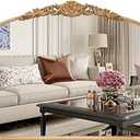 G-LEAF Vintage Baroque Mirror 40"X30",Arched Mantel Victorian Antique Farmhouse Mirror with Bronze Ornate Metal Frame for Fireplace Entryway Living Room Hallway Bathroom