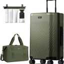 ECOHUB Hardside Expandable Carry On Luggage, Recycled PC 24" Rolling Luggage 26x16x11 Airline Approved with Spinner Wheels& TSA Lock, Lightweight Hardshell Travel Suitcase, 24inch Carry-on Green