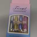 Frinail Colorful Cat Eyes Press on Nails Short Almond for Summer, Handmade Gel Fake Nails, Glue on Nails Oval Stick on False Nail Kit, Glossy Glitter Stiletto False Nails for Women