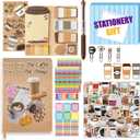 B1ykin Notebook Sticky Notes Stationery Set, 6Pcs Hardcover Ruled Journal Notebook with Planner Stickers, Neutral Pen Bookmarks Clips Birthday Gift for Office School Students (Coffee)