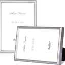 3.5x5 Picture Frame Silver Brushed Modern Simple Thin Aluminum Metal Photo Frame with HD Real Glass, Display for Tabletop and Wall Collage. (2 Pack)