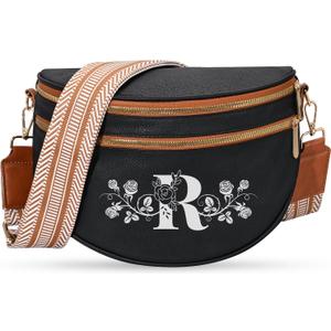 Viverte Personalized Gifts for Women Initial Bum Bags Pu Leather Crossbody Bags Letters Purses for Mom