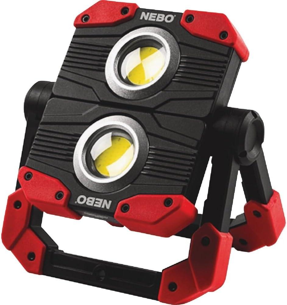 NEBO OMNI 2K Rechargeable Work Light | 2000 Lumens COB, 6 Light Modes, Rotating Magnetic Handles, Built-In Power Bank, Water Resistant, Portable Camping Lantern, Includes USB-C Charging Cable