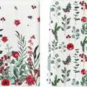 Artoid Mode Holly Poinsettia Flower Winter Kitchen Towels Dish Towels, 18x26 Inch Farmhouse Holiday Decoration Cleaning Set of 2