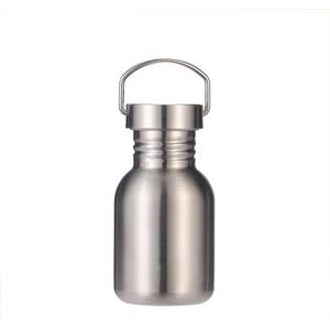 Stainless Steel Single Wall Water Bottle Large Camping Water Bottle with Handle Wide Mouth Leak Proof Lightweight Sports Kettle Cup (12 oz) (11.8 Ounces)
