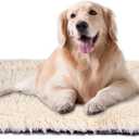Machine Washable Dog Bed, Deluxe Plush Dog Crate Pad and Cat Bed, Anti-Slip Bottom Kennel Pad Mat, Fuzzy Pet Beds for Large, Medium, Small Dogs Breeds (Ivory, 36.0" L x 24.0" W x 3.0" Th x 1 Pack)