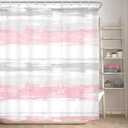 KOMLLEX Abstract Grey Pink Shower Curtain for Women Bathroom Decor 60Wx72H Modern Striped Aesthetic Minimalist Geometric Simple Neutral Watercolor Painting Fabric Waterproof Polyester 12 Pack Hooks