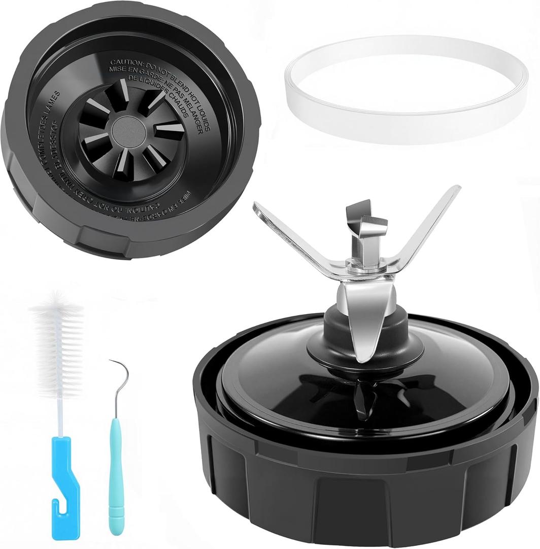 1-Pack 7 Fins Blender Blade Replacement for Ninja, Extractor Blade Assembly Compatible with Ninja Auto iQ BL480 BL482 BL642 BL682 NN102, Ninja Blender Replacement Parts with Sealing Ring, Hook, Brush