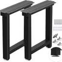 Metal Table Legs Heavy Duty, 16H x 18W, Metal Furniture Legs for Dining Desk Bench and Coffee Table, Industrial Black DIY Iron Bench Legs, Set of 2 (Rectangle)