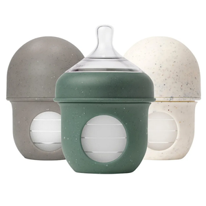 Boon Nursh Bottles  Silicone Baby Bottles Help Ease Colic Symptoms  Formula and Breast Milk Only Touch FoodGrade Silicone  Slow Flow  Speckle Green  4 Ounce
