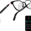 AI Smart Glasses for Men & Women  Powered by ChatGPT, Real-Time Translation, Bluetooth Glasses with Photochromic Lens, Music & Hands-Free Calling, UV & Blue Light Protection, Thin Temples (Black)