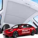 Upgrade Sunshade Roof for Tesla Model Y 2020-2024, [Graphene Infused Fabric & UPF 50+ & No-Sag] OEM-Fit Precision Heat Insulation Glass Roof Sun Shade for Tesla Model Y Accessories, Gray, 2PCS