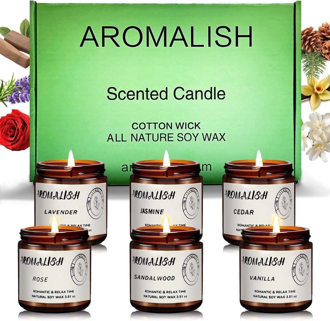 6PCS Aromatherapy Candles Ladies Gift Set Autumn Candles Home Bedroom Soy Wax Jar Candles Birthday Gift Mother's Day Christmas Gift,Spa Relaxation