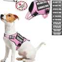 Service Dog Vest Harness+ID Tag+10 Patches,Metal Serivce Dog Tag&Reflective Emotional Support Dog Vest with Handle for Small Dogs,Easy Put On/Off for Training/Walking/Everyday Pink,XS