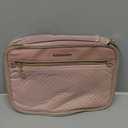 BAGSMART Makeup Bag Cosmetic Bag, Travel Makeup Bag, PU leather Makeup Bags for Women Portable Water-resistent Pouch Open Flat Make Up Organizer Bag for Toiletries, Brushes, Leather Pink