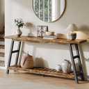 ChooChoo 70.9 Inch Long Console Tables for Entryway, Wood 2-Tier Entry Hallway Table, Narrow Sofa Table Behind Couch Table for Living Room, Entrance, Rustic Brown, 70.9" x 11.8" x 31.5"