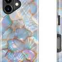 DEENAKIN for iPhone 17 Case - Wireless Charging Compatible - Dual-Layer Hard Shell & Silicone Cover - Shockproof Protective Phone Case with Trendy Cute Designs for Women - Iridic Fragment Pattern