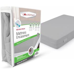 Guardmax Queen Mattress Encasement with Zipper, Waterproof, Bed Bug Proof, and Dust Mite Proof Mattress Protector for Queen Size Bed up to 12" Deep, Zippered All Around Jersey Knitted Mattress Cover