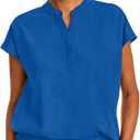 Healing Hands Women's Scrub Top Relaxed Fit Journey Top - 2 Pockets with Knit Details, Dolman Sleeve and Rounded Hem - 2152 (Large, Royal)