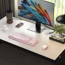 Wireless Keyboard and Mouse Combo, 2.4GHz USB Receiver, Plug and Play, Retro Full Size Typewriter Keyboard and Wireless Mouse for Computer, Laptop, Windows, Mac, and PC (Pink)