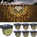 Solar Fence Lights 6 Pack Solar Deck Lights Waterproof LED Powered Step Wall Lanterns Outdoor Decorations Warm Yellow Decorative Lighting for Garden Backyard (Black)