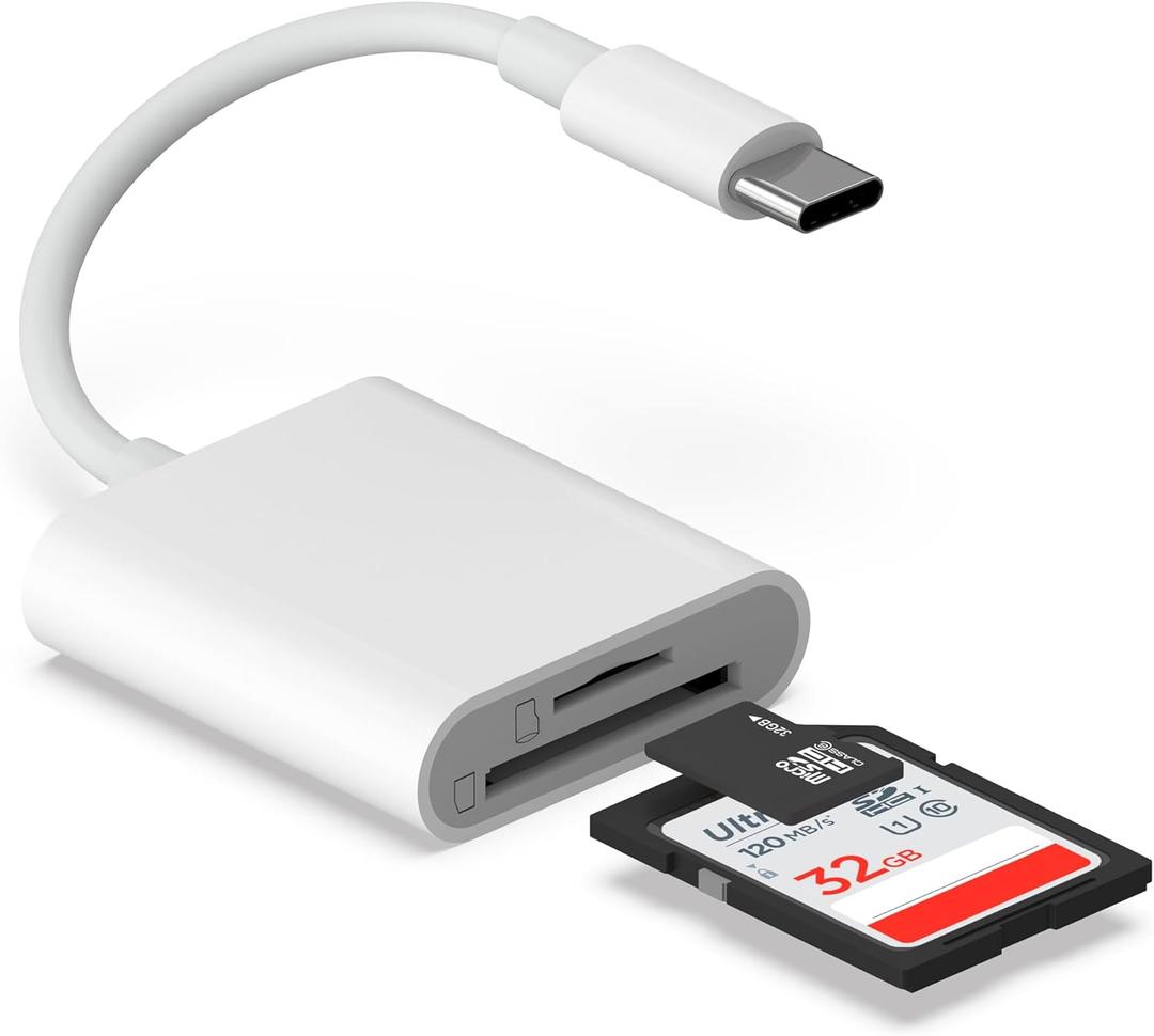 2 x USB C SD Card Reader for iPhone 17/16/15, Android, Digital Camera Adapter iPhone, Sd Card Adapter for More Type C/USB-C Devices