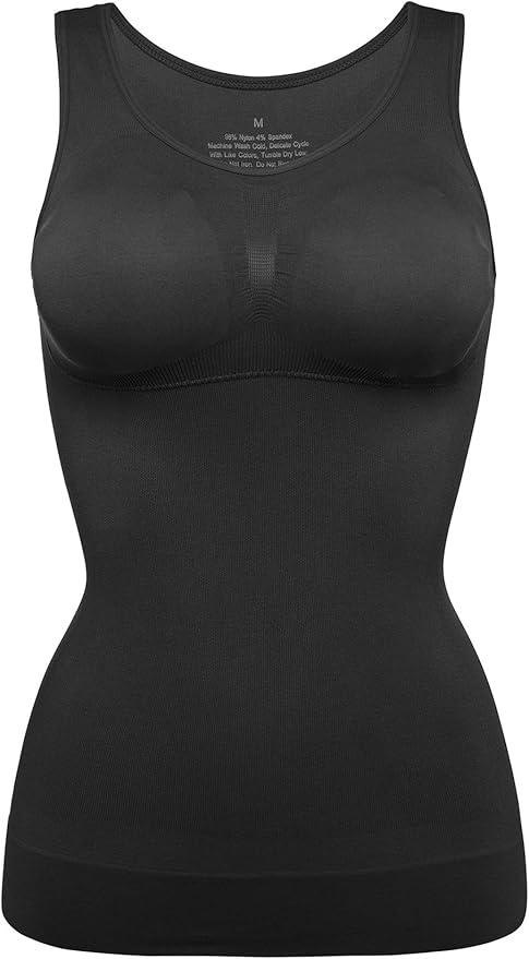 Womens Tank Tops Camisole with Built in Padded Bra Vest Cami Shelf Bra Casual Wide Strap Yoga Shirt (3XL Pack of 2 Black and White)