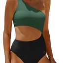 Women's One Piece Swimsuit- One Shoulder Bathing Suit Cutout Tummy Control Swimwear Size S