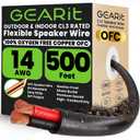 GEARit Speaker Wire 14 Gauge OFC 500 Feet,UL CL3 Rated 14 Gauge Wire,Copper Wire with Polarity Mark,Audio Cable for in-Wall,Home,Car,Outdoor,Garden,Commercial Audio Systems,OFC(Black,2-Conductors)
