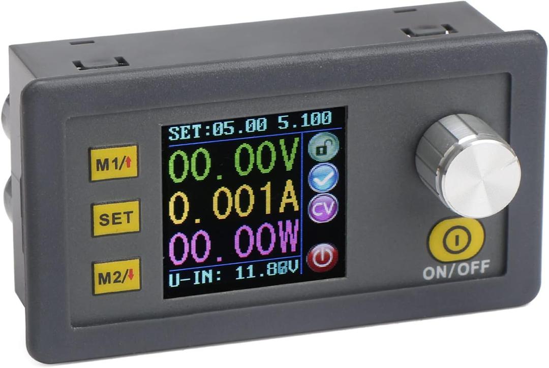 DROK DC Buck Converter Adjustable Color LCD Display, 6-55V to 0-50V 5A Step Down Converter Voltage Regulator Power Supply