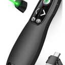2-in-1 USB Type C Presentation Clicker Wireless Presenter Remote with Green Light for PowerPoint, Powerpoint Clicker with Volume Control PowerPoint Slide Advancer for Mac, Computer, Laptop