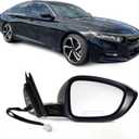 Right Passenger Side Door Mirror For Honda Accord LX, Sport 2018-2022 Power Non-Heated No-Turn signal Match to Black Paint Replaces HO1321328 76208-TVA-A02 (3pin)