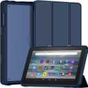 Fire 7 Tablet Case Kids (12th Generation, 2022), DJ&RPPQ Dual Angle Lightweight Trifold Stand with Frosted Transparent Back Case for 7 Kids Tablet, Auto Wake/Sleep, Also for 7in Sony Nokia, Navy Blue
