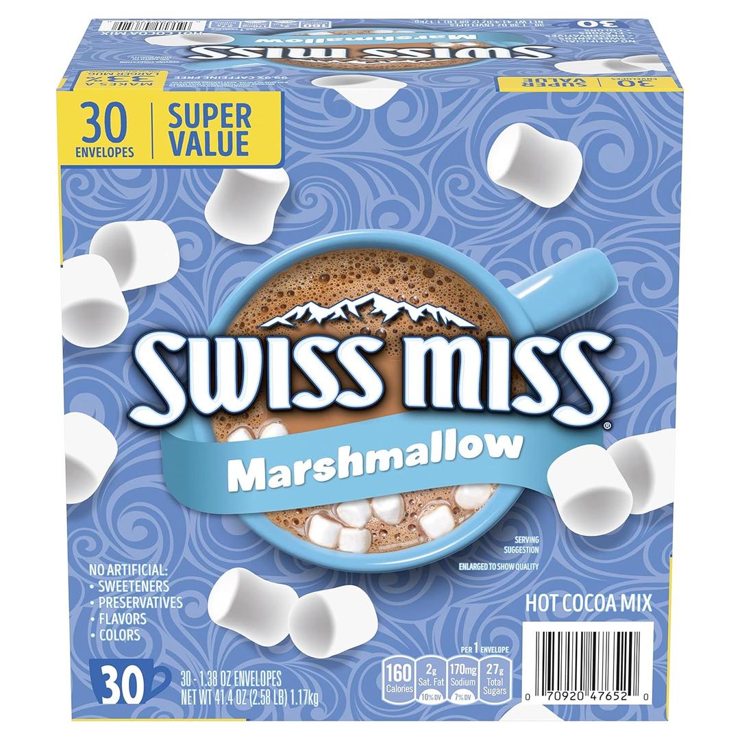 Swiss Miss Chocolate Hot Cocoa Mix With Marshmallows, Hot Cocoa Bar Supplies, 1.38 oz., 30-Count Envelopes (EXP 01/20/27)