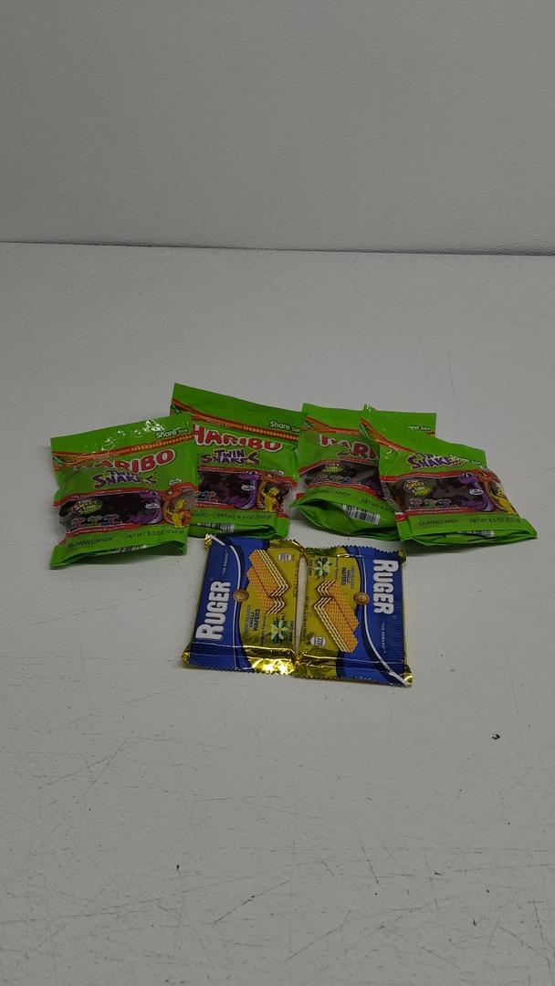 HARIBO Gummi Candy, Twin Snakes Sweet & Sour Gummy Candy, 8.3 Ounce Resealable Share Size Stand Up Bag, Soft & Chewy Snacks, Assorted Fruity Flavors - 4 Pack 09/2026 and Ruger Vanilla Austrian Wafers - 2 Pack Jul 25 2026
