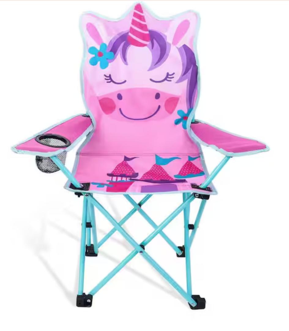 Kids Folding Camping Chair with Cup Holder and Carry Bag-Portable Outdoor Lawn Chair for Children, 225 lbs. Capacity