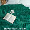 Chunky Knit Blanket - Luxury Soft Cozy 50 * 60 Throw Blanket,100% Woven Blanket Rope Knot Throw Blanket for Couch, Sofa, Home Decor, Gift - Machine Washable (Blackish Green, 50 * 60)