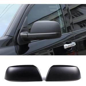 ABS Outside Side Rearview Mirror Cover Trim Sticker Compatible with Toyota Tundra 2007-2021 Crew Max Sequoia 2008-2020 Accessories(not applicable to models with turn signals) (Matte balck)