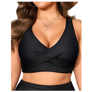 Women Plus Size Bikini Top - Twist Front Swimsuit Top Push Up Full Coverage Bathing Suit 2025 Swim Bra for Large Bust 14W