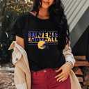 Women's Football Team T-Shirts - Vintage & Casual Short Sleeve Tees for Fans (Black, L)