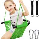 Hi-Na Tree Swing for Kids, Adjustable Toddler Rope Swing Seat with Snap Hooks and Straps, 440 lbs Capacity, Swingset Accessories for Indoor Porch Doorway Outdoor Playground Backyard (Green)