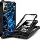 WDHD Compatible with Cricket Icon 5, AT&T Motivate 4 Case with [Built-in Screen Protector], Full-Body Protective Shockproof Rugged Bumper Cover, Impact Resist Phone Case (Sapphire)