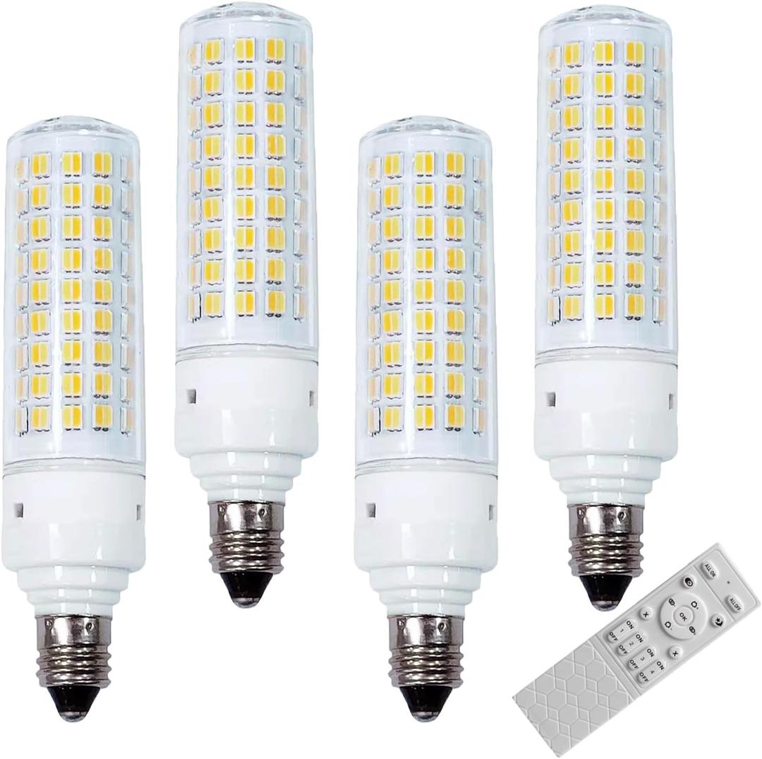 E12 Smart LED Light Bulbs with 2.4GHz Remote Control, Dimmable 7W E12 Candelabra Base LED Bulb Equivalent 75W Bulb, Stepless Dimming & Color Changing Bulbs 2700K~6500K, Pack of 4