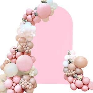 Spandex Fitted Wedding Arch Cover 6.6FT Pink Arch Backdrop Cover, Round Top Chiara Backdrop Stand Covers for Wedding Birthday Party Baby Shower Banquet Arch Decoration (Pink, 6.6FT)